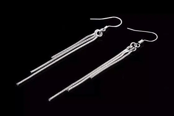 Women Korean Style Tassel Sterling Silver Earrings - Image 4