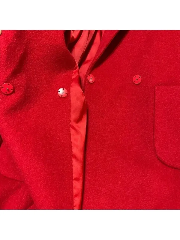 A Loves A Women's Red Wool Belted Coat Size Small - Image 10