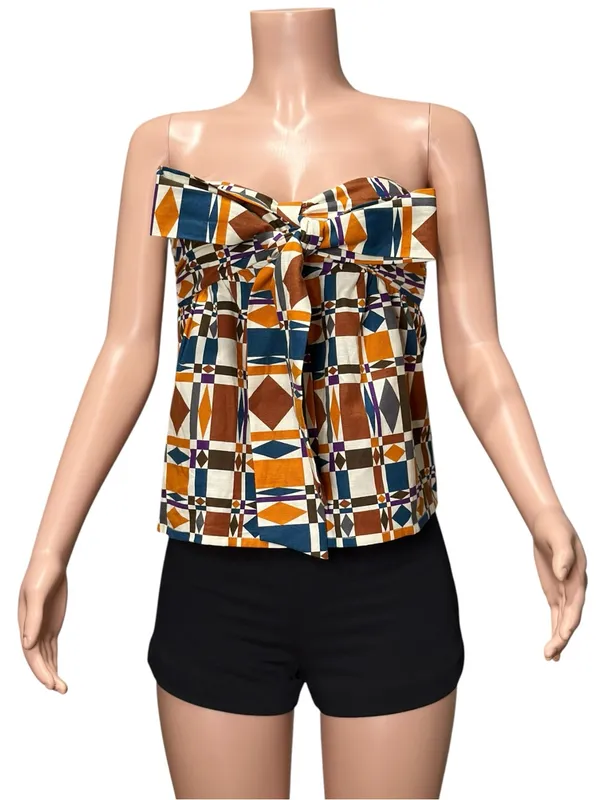 SÉZANE Tallulah Linen-Blend Halter Blouse, Ditsies 70s, FR34/US2 - Image 4