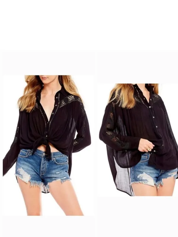 Free People Katie Bird Buttondown Boho Top - Image 4