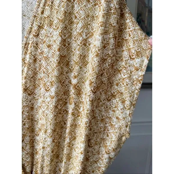 Dress Forum Dijon Mustard Batik Style Print Open Leg Jumpsuit S - Image 8