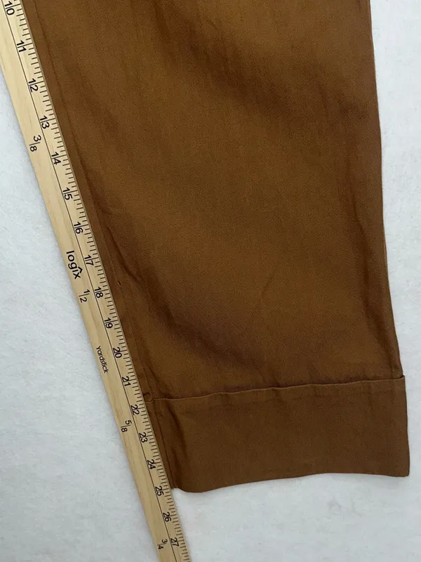 Sézane Paris Wide Leg Pants Brown Camel Size 38 US 6 Lyocell Blend Cuffed Hem⁠ - Image 8