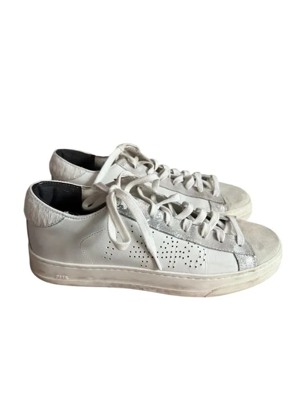 P448 Women’s White Leather Sneakers Size 38 / US 8 - Image 9