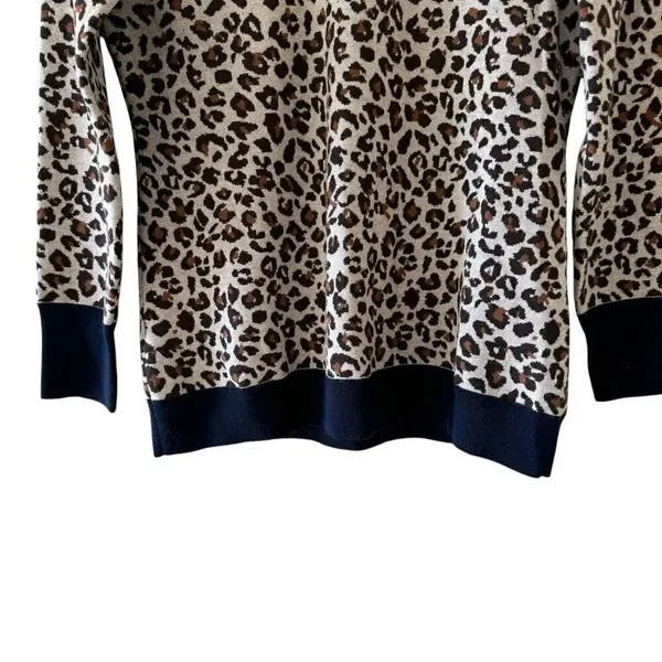 Peter Millar Trendy 100% Merino Wool Leopard Print Ribbed Navy Blue SZ M #2291 - Image 4