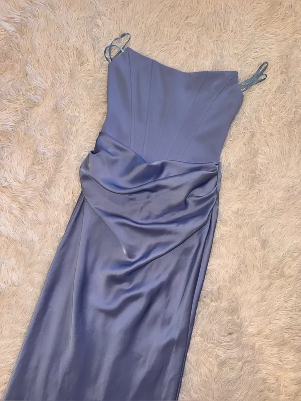 NWOT Betsy & Adam strapless mixed media periwinkle blue gown Sz 4 - Image 5