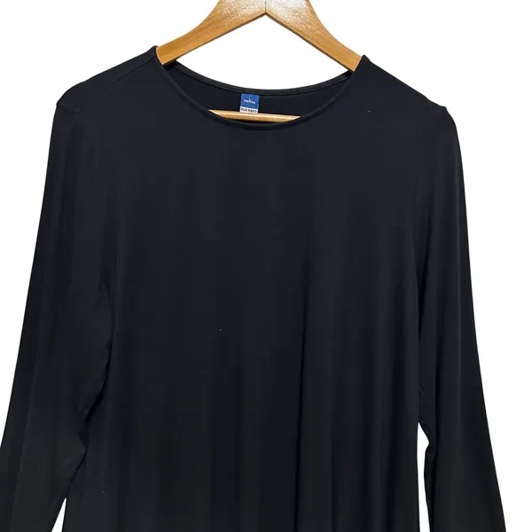 Old Navy Petite L Black Swing Dress‎ Soft Knit Long Sleeve Casual Minimalist - Image 3