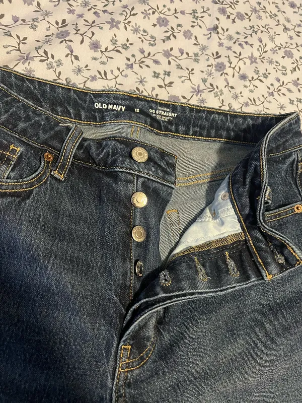 Old Navy Dark Wash OG Straight High Rise Denim Jeans - Image 3