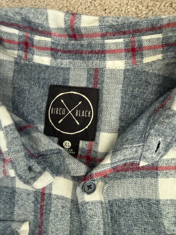 Men's Gray Plaid Button-Up Shirt - Casual Flannel - Size XL - Image 2