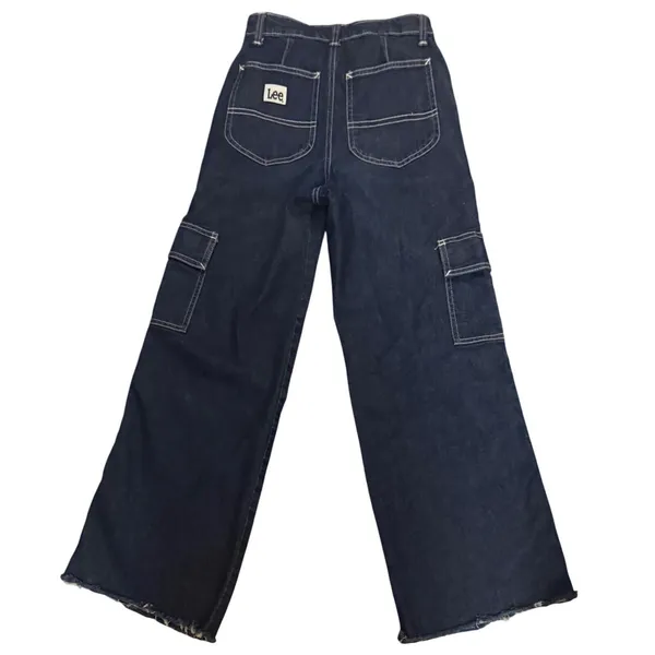 Lee Women's High Rise A-Line Cargo Jeans‎ Pants Size 25 Baggy Rave 90s Wide Leg - Image 2
