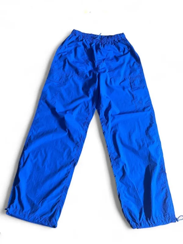 PINK Victoria’s Secret Electric Blue Parachute Pants Wide-Leg Cargo Pants Sz XL - Image 2