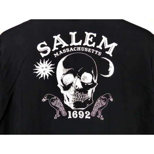 Hot Topic Skull Salem Oversized Button Shirt Womens S Black Goth Witch Moon - Image 10