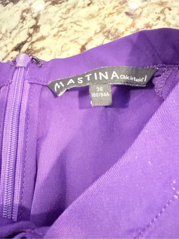 Mastina Purple Twist Neck Blouse Size 36 Y2K Long Sleeve Office Top - Image 3