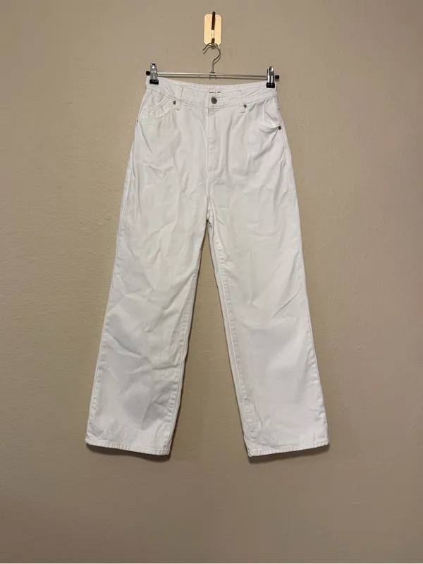 Rollas White Heidi High Rise Loose Straight Jeans Size 27 - Image 3