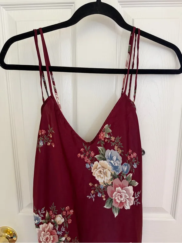 Vintage Dominique & Simone Burgundy Floral Slip Dress Size Medium - Image 2