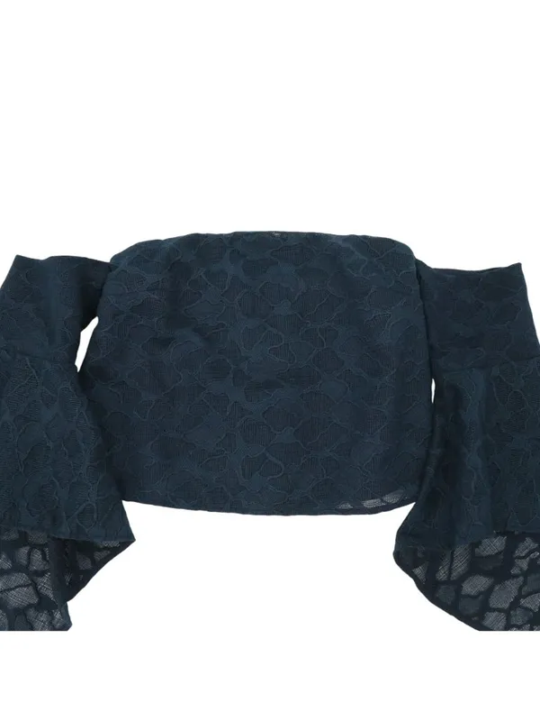 NWT C/MEO Collective Textured Lace Off Cold Shoulder Bell Sleeve Top S - Image 4