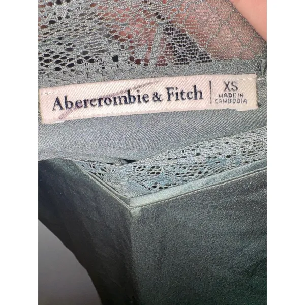 Abercrombie & Fitch Green Satin Lace Sleeveless Cami Camisole Tank Top Size XS - Image 3