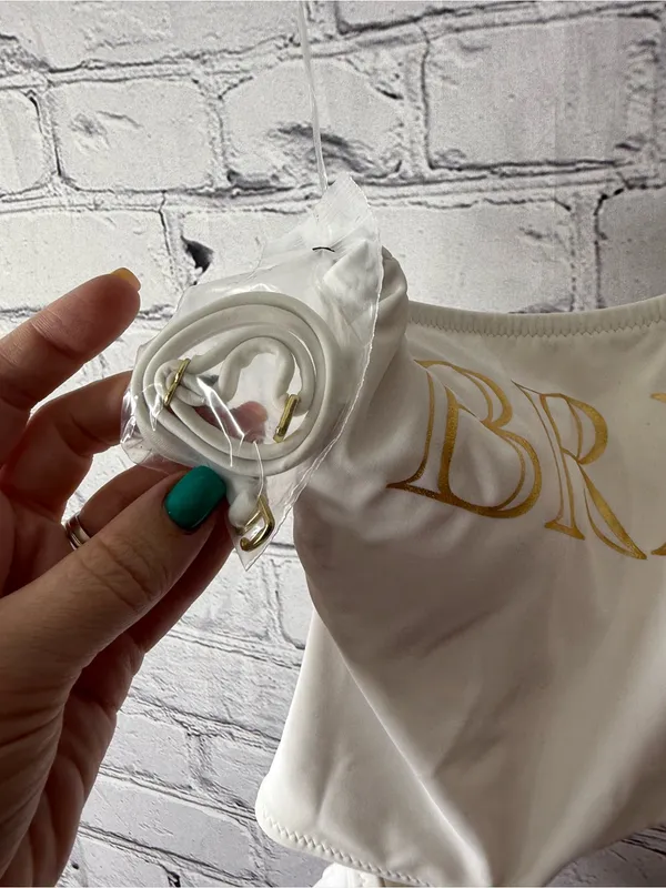 NWT shade and shore Bride Embroidered One-Shoulder White Bridal Swimwear small - Image 4