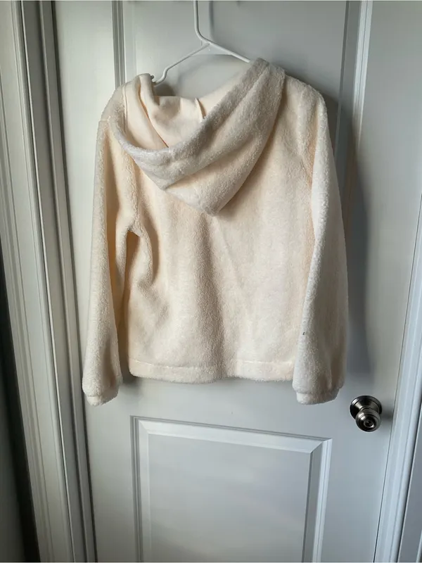 LOFT Cream Plush Fleece Hooded Sweater- NWT - Image 3
