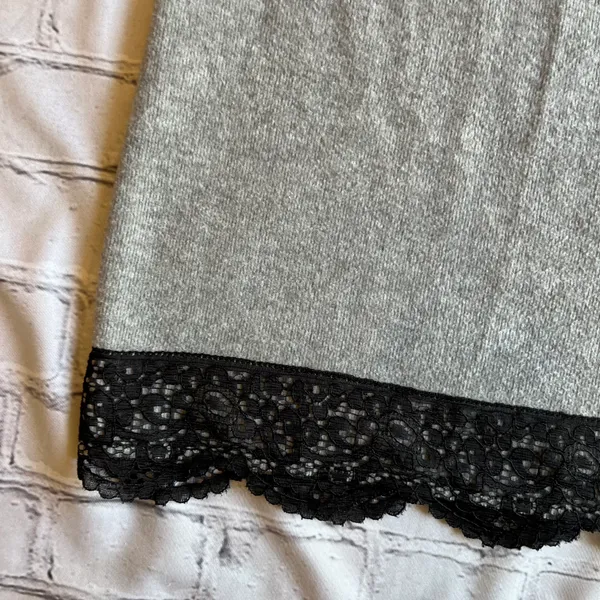 ZARA Trafaluc Grey Jersey Shirt Dress Small Black Lace Goth Comfy Neutral Loose fit - Image 7