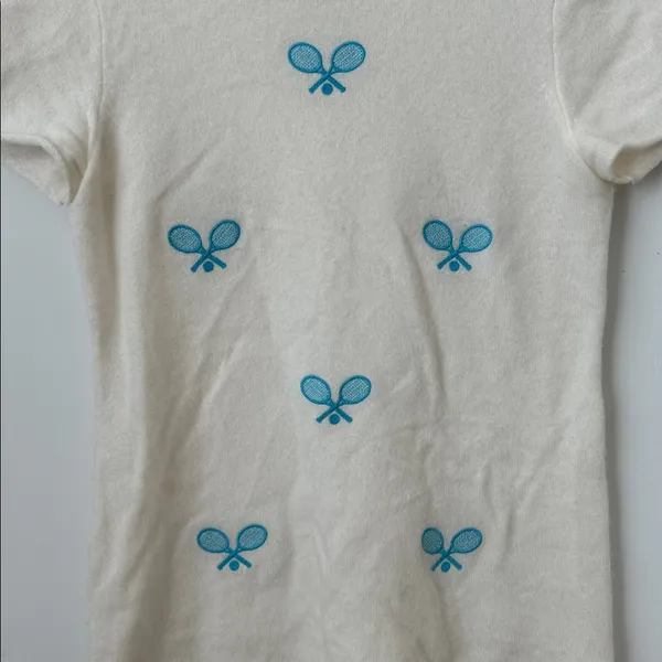 J.Crew 100% Cashmere Embroidered Tennis Top Size: S - Image 4