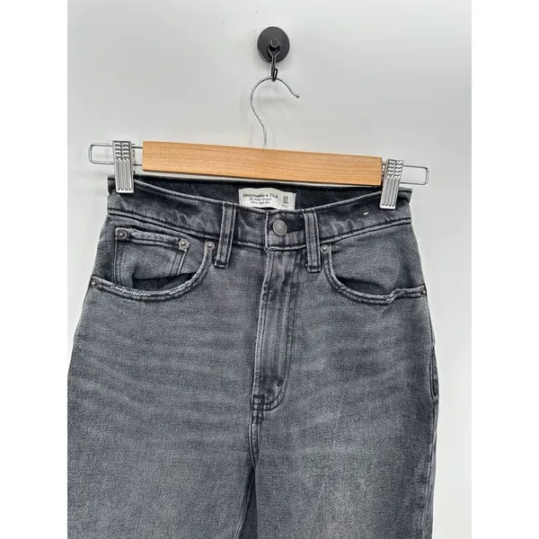 Abercrombie Fitch Curve Love Ultra High Rise Ankle Straight Jeans Black 00R‎ 24 - Image 5