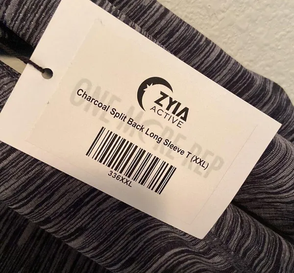 ZYIA Active charcoal split back long sleeve T XXL NWT - Image 2