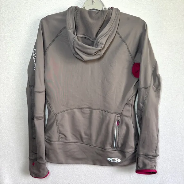 Salomon Half 1/2 Zip Hoodie Pullover Women's M Gray Pink Fleece Thermal Pockets - Image 9