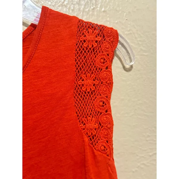 Lauren Ralph Lauren Orange Knit Tank Top with Crochet Trim Sleeveless Large‎ - Image 9