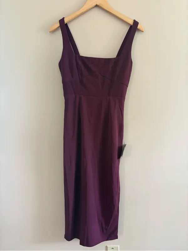 Lulus Vibrant Allure Plum Square Neck Sleeveless Bodycon Midi Dress Size XS Sexy - Image 4