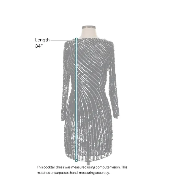 Mac Duggal Sequin Cocktail Dress Womens 0 Black Silver Glam Holiday NYE New Year - Image 5