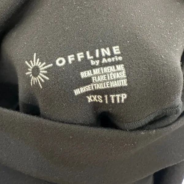 OFFLINE By Aerie Real Me High Waisted Crossover Flare Legging Womens XXS Black - Image 4