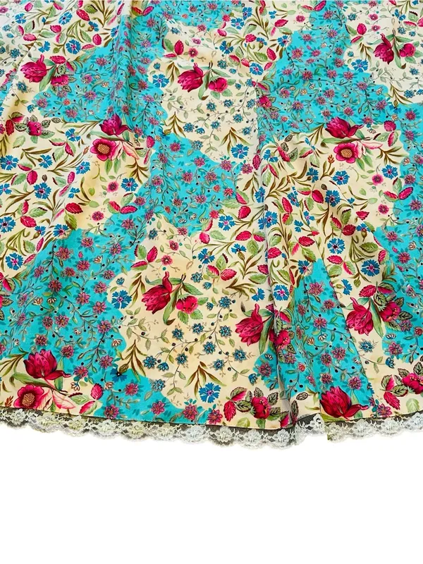 Sag Harbor Vintage Cottagecore Floral Midi Skirt Lace Trim Flowy Fairy Feminine - Image 4