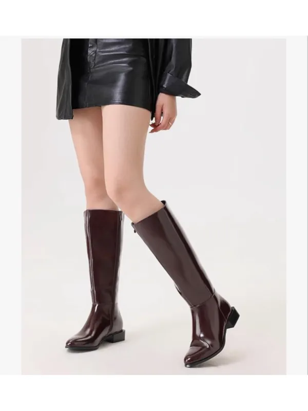 NEW Shoe'N Tale Chunky Low Heel Pointed Toe Winter Knee High Boots 6.5 - Image 2