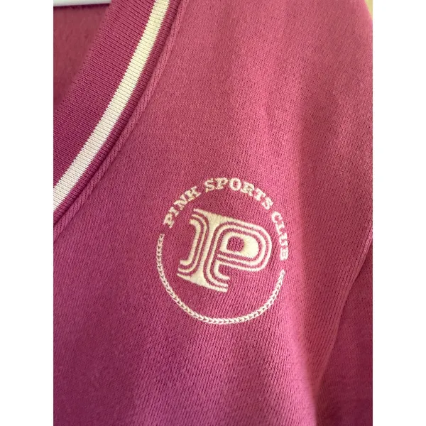 Pink Victoria's Secret Sports Club Cropped Zip Up Sweatshirt Berry Pink‎ Medium - Image 2
