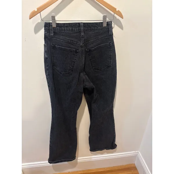 Abercrombie & Fitch Curve Love High Rise Vintage Flare Jeans Black 26/2S Raw Hem - Image 3