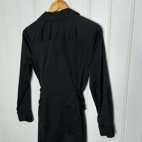 UNTUCKIT Angelina Black Button Front Belted Shirt Dress Long Sleeve Women 897 - Image 7