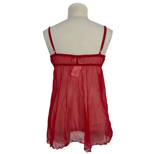 Seductive Wear by‎ Cinema Etoile Red White Fur Trim Babydoll Teddy Lingerie XL - Image 2