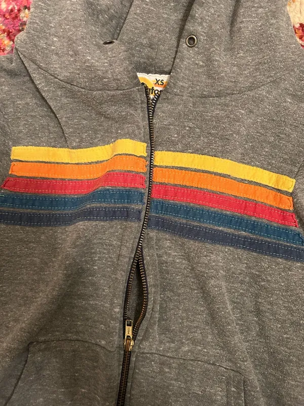 Aviator Nation Grey Zip-Up Hoodie - Image 4