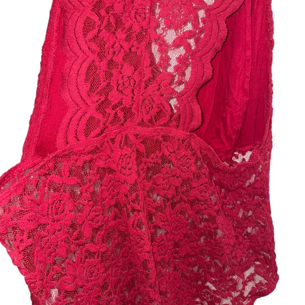 AmbuRance Red Lace Bodysuit V Neck Sleeveless Full Lace Size 2X - Image 9