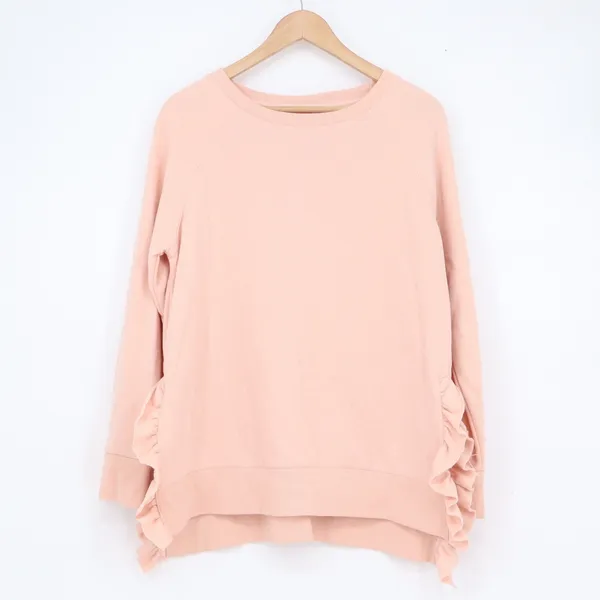 Alya Womens Peach Pink Ruffle Side Fleece Pullover Sweatshirt Size M - Image 2