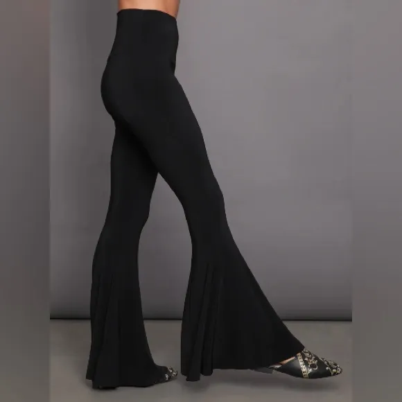 Norma Kamali Fishtail Pant Black M Flare Bellbottoms Stretch Free People - Image 9