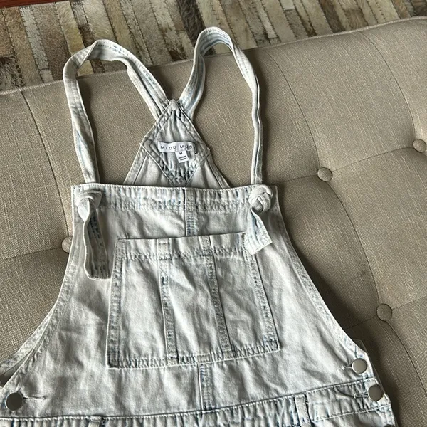 Miou Muse Denim Overall Short One Piece Size Medium Blue - Image 7