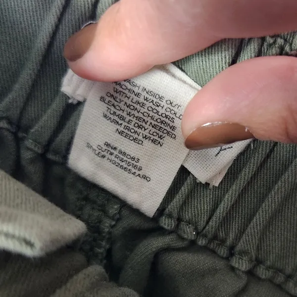 Happily Grey Olive Green Elastic Waist High Rise Cotton Wide Leg Pants Sz Small - Image 5