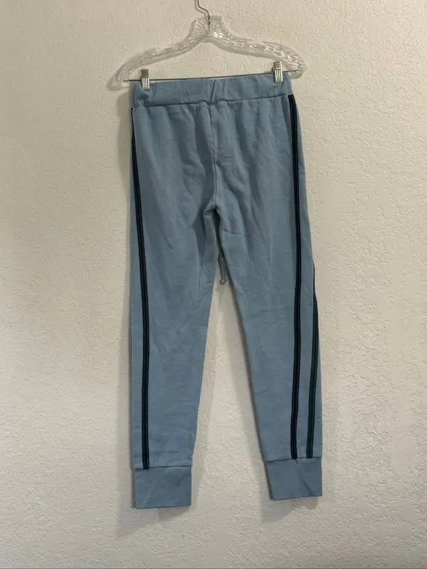 light blue Aviator Nation sweatpants featuring side striping Small soft warm - Image 3