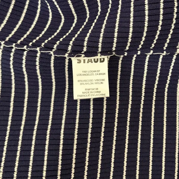 NWT!! STAUD Shoko Stripe Long Sleeve Sweater Dress Navy Blue White Striped Large - Image 13