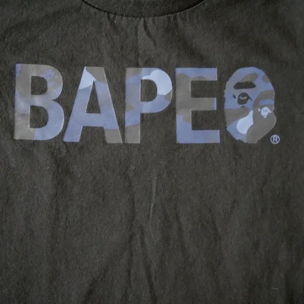 Authentic BAPE A Bathing Ape Womens Small Black Camo Logo Graphic Tee Shirt - Image 2