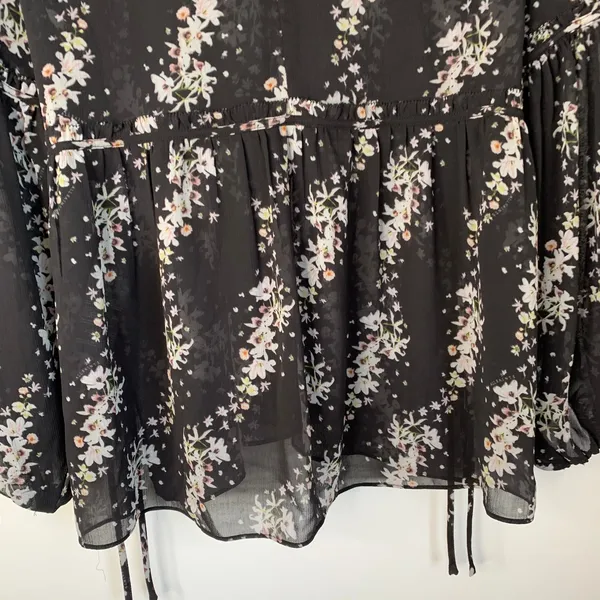 All Saints Eimar Cultivar Balloon Sleeve Sheer Floral Womens Top Size 4 Small - Image 11