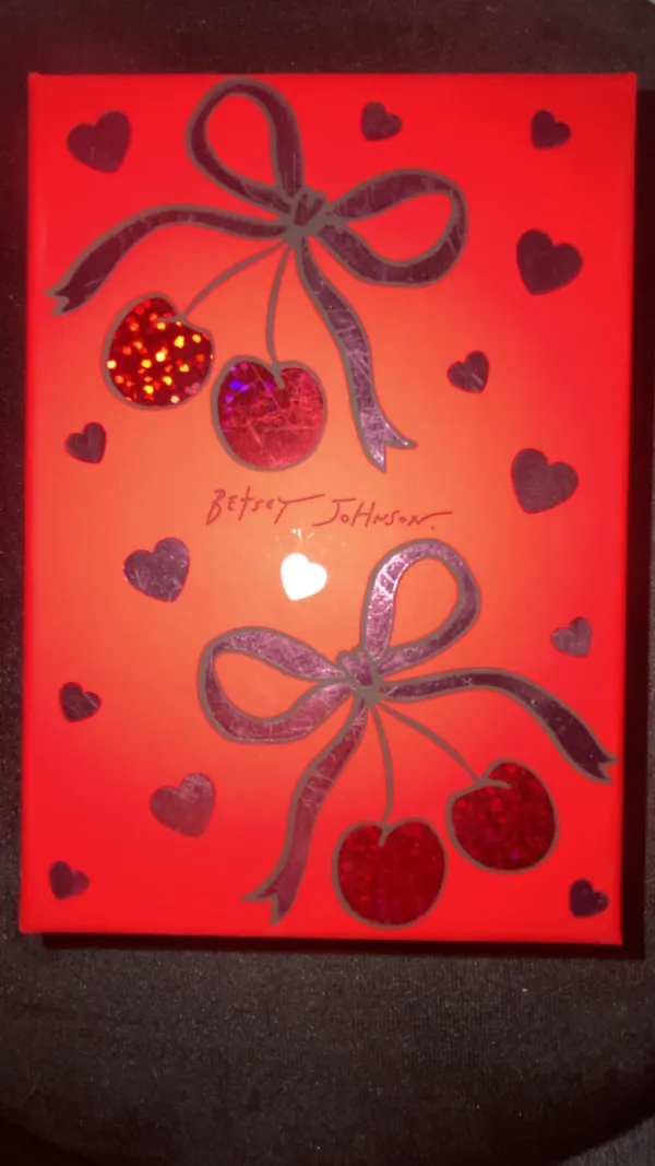 Betsey Johnson Metallic Pink Heart Earrings - Image 2