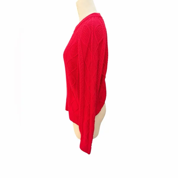 J Crew Red Cable Knit Sweater size small new‎ - Image 3
