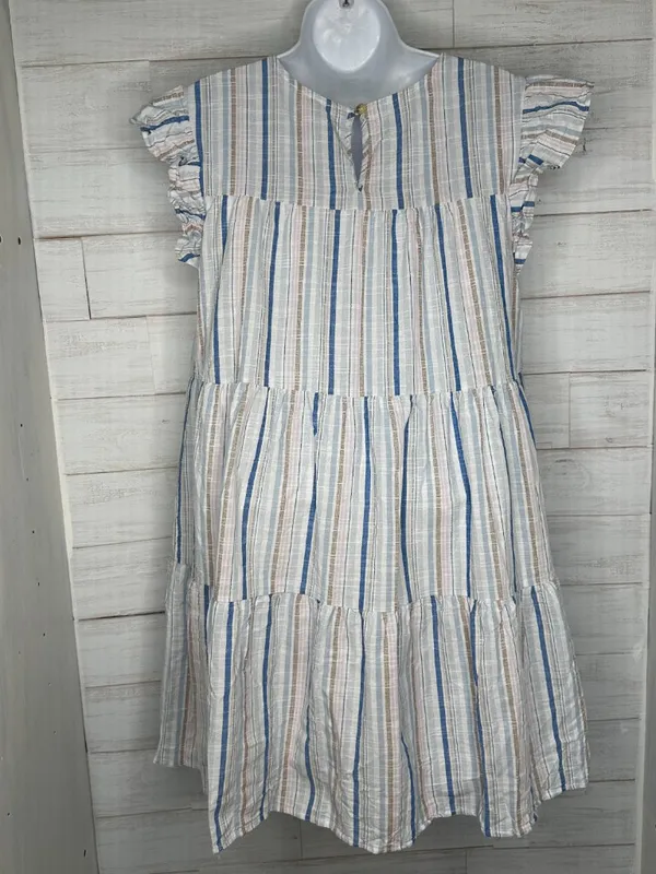 NWOT August Sky Striped Womens Mini Tiered Flutter Sleeve Dress Size Medium - Image 5